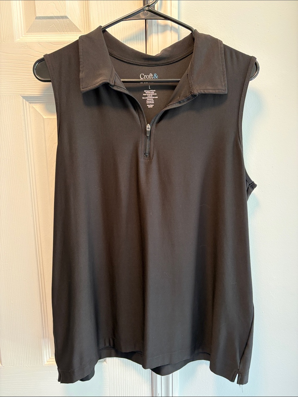 croft & barrow Black Sleeveless Zip Polo Tank